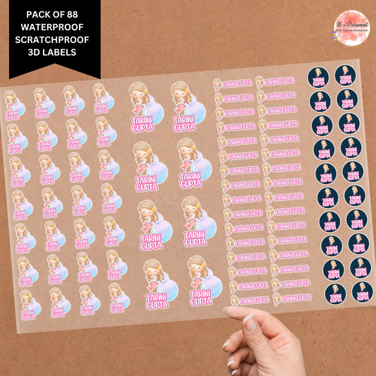 MERMAID - 3D WATERPROOF LABELS (Pack of 88)
