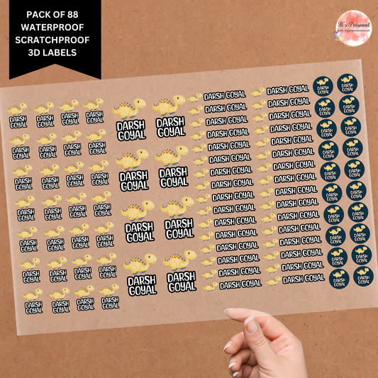 DINOSAUR - 3D WATERPROOF LABELS (Pack of 88)
