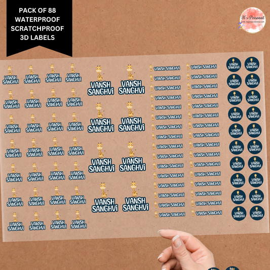 GIRAFFE - 3D WATERPROOF LABELS (Pack of 88)