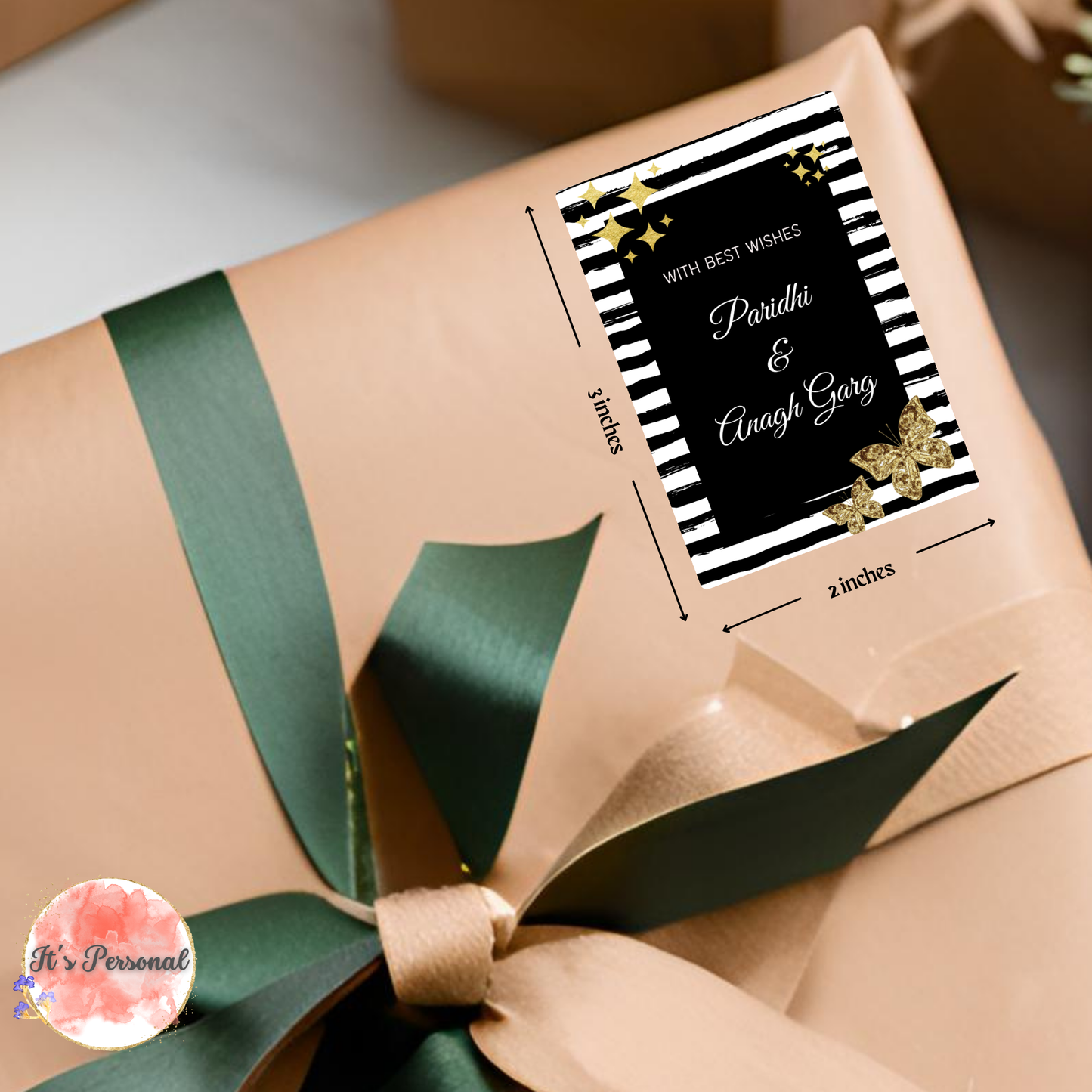 RARE BUTTERFLY ON STRIPES - GIFT TAGS (Pack of 25)