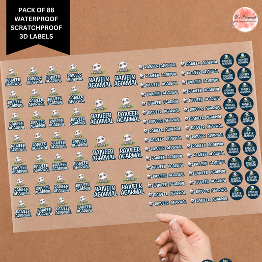 PANDA - 3D WATERPROOF LABELS (Pack of 88)