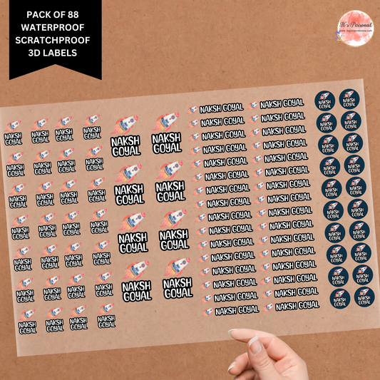 SPACE - 3D WATERPROOF LABELS (Pack of 88)