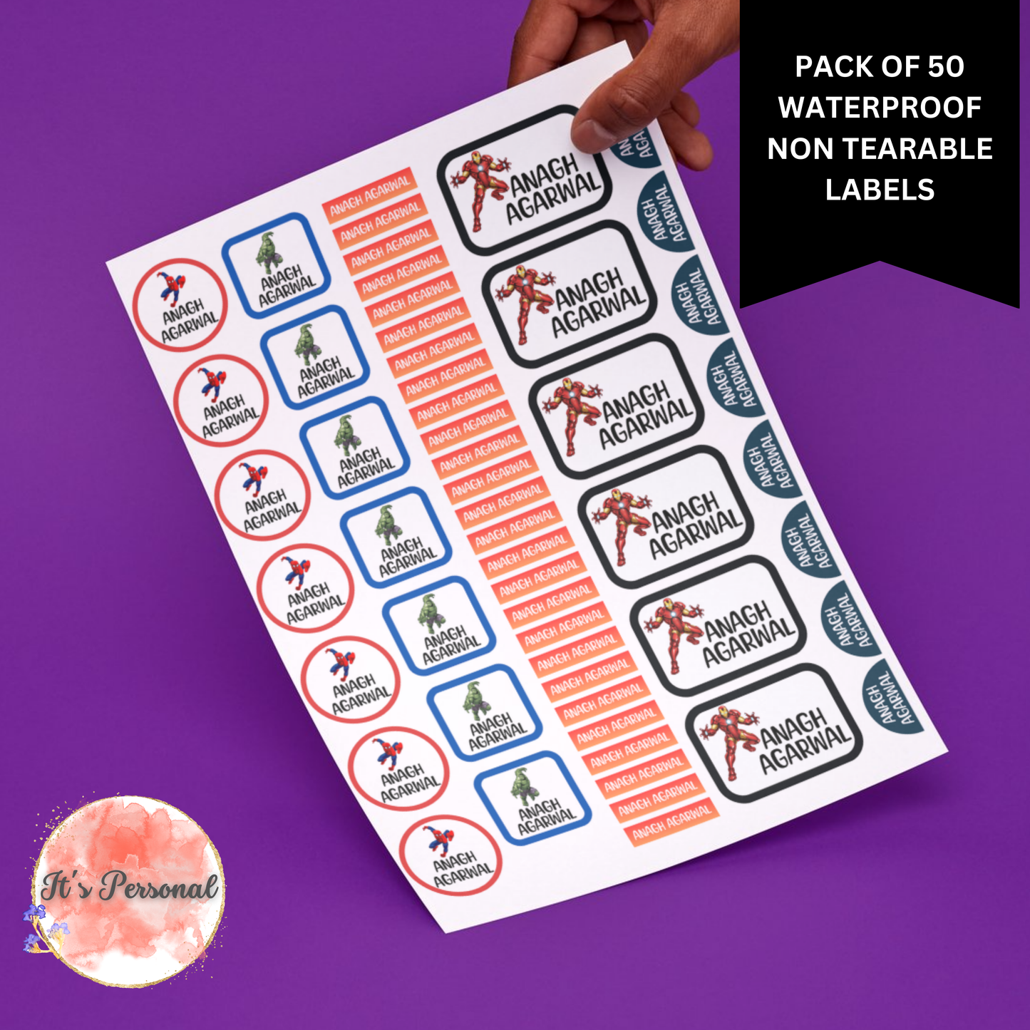 ALL IN ONE WATERPROOF LABELS (Pack of 50 labels)