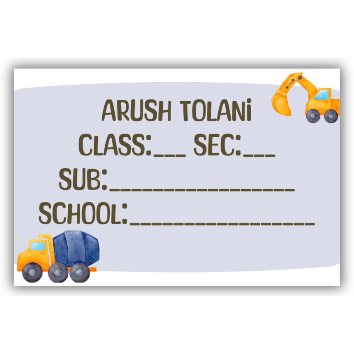 CONSTRUCTION - BOOK LABELS (Pack of 30)