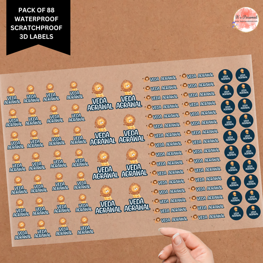 LION - 3D WATERPROOF LABELS (Pack of 88)