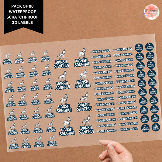 ZEBRA - 3D WATERPROOF LABELS (Pack of 88)