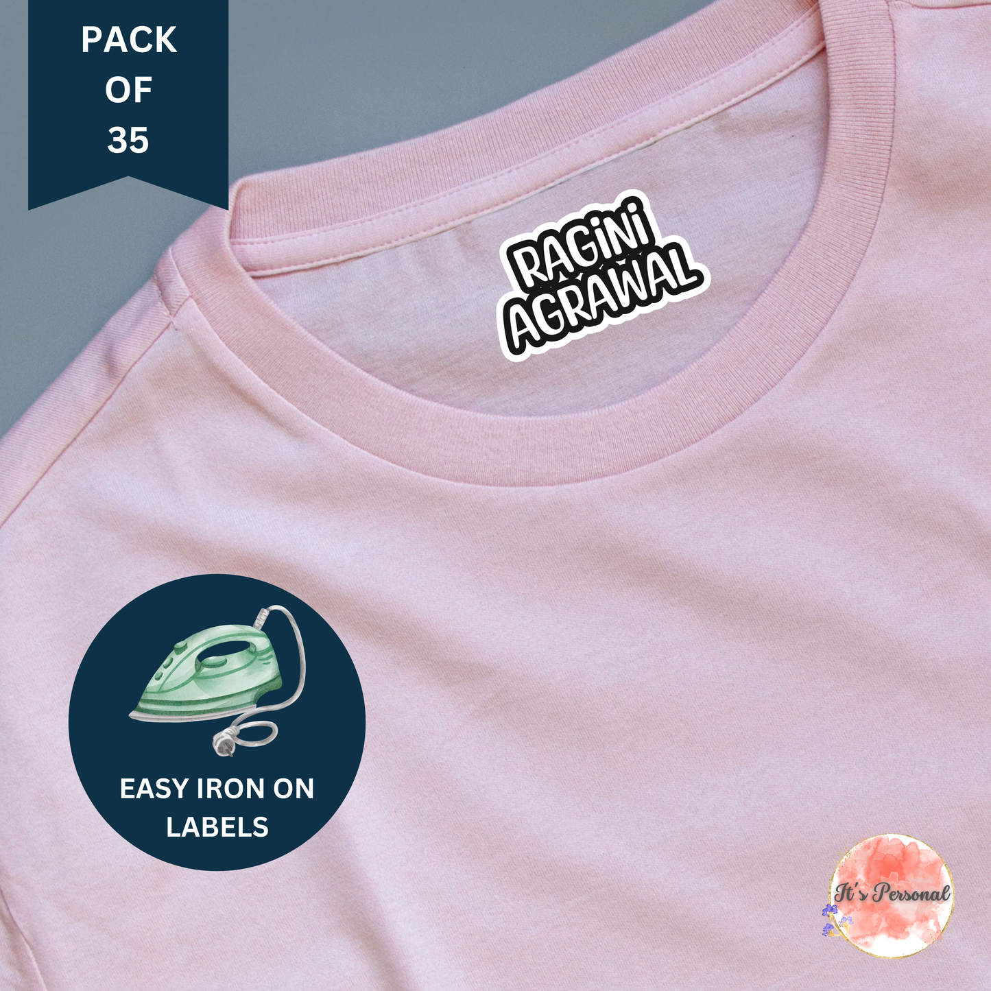 IRON ON LABELS FOR CLOTHES (Pack of 35)