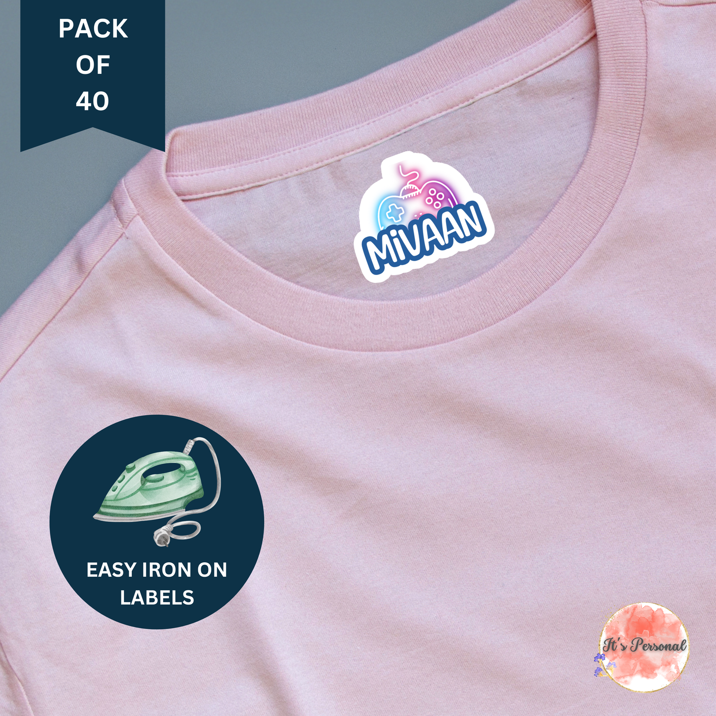 IRON ON LABELS FOR CLOTHES (Pack of 40)