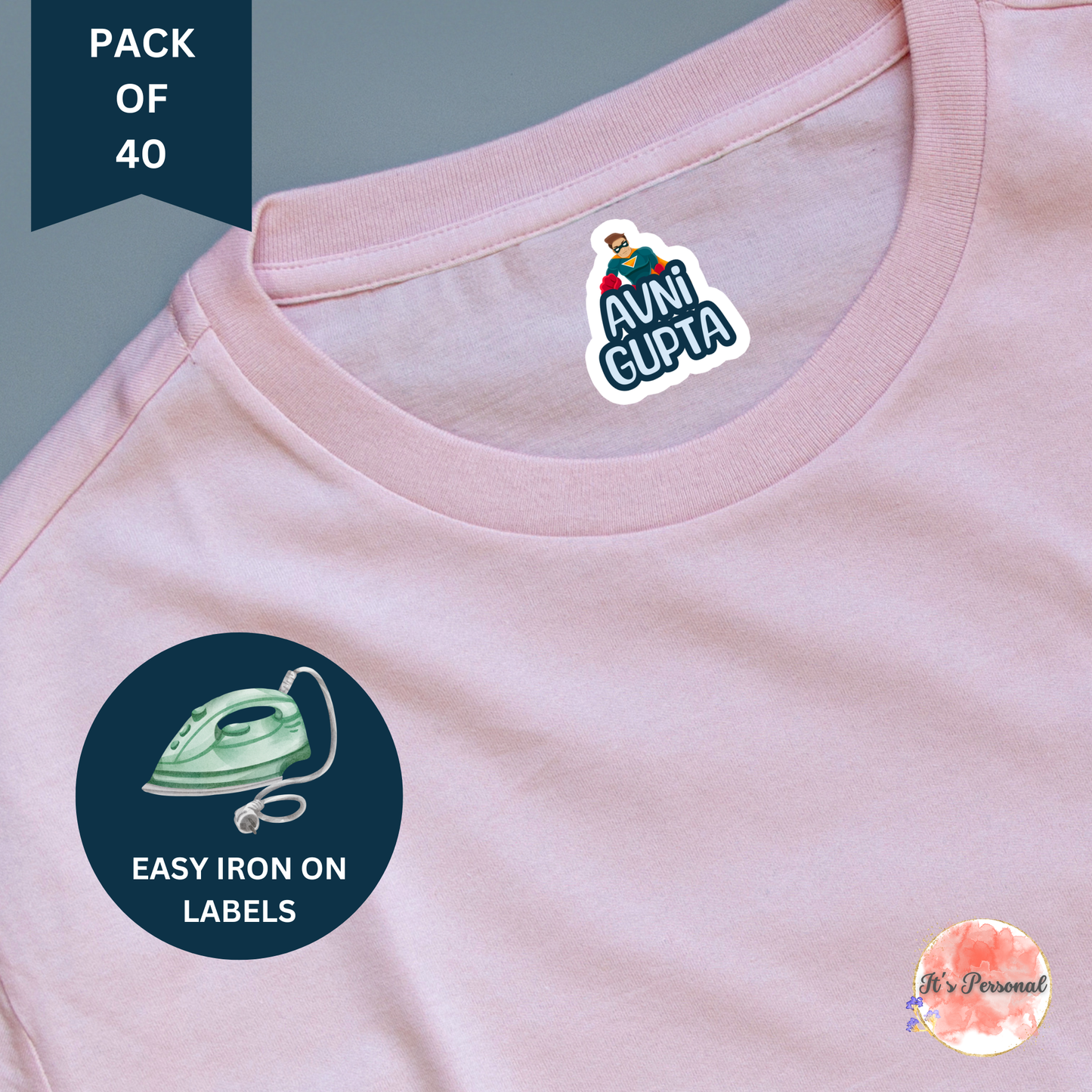 IRON ON LABELS FOR CLOTHES (Pack of 40)