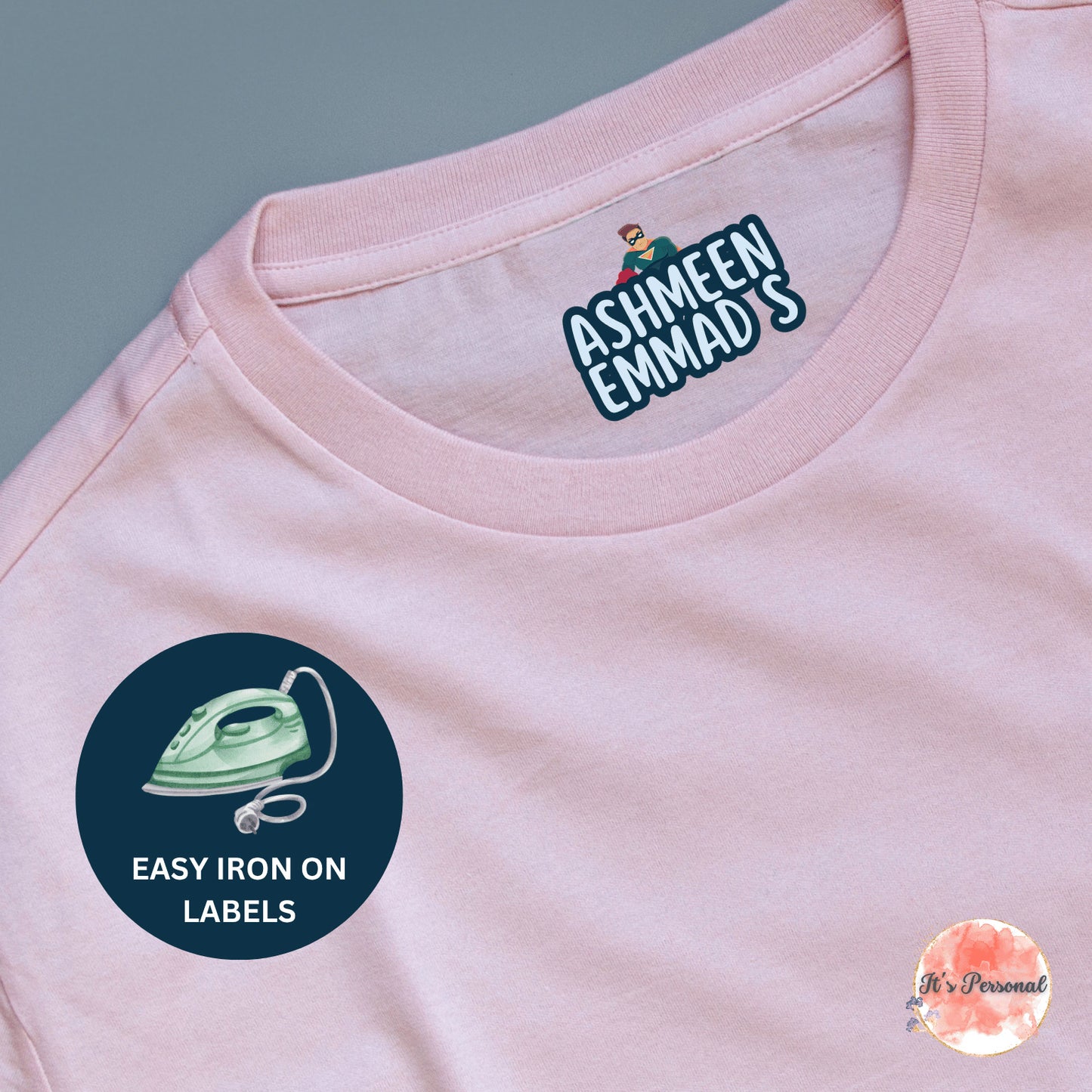 IRON ON LABELS FOR CLOTHES - WITH CHARACTER