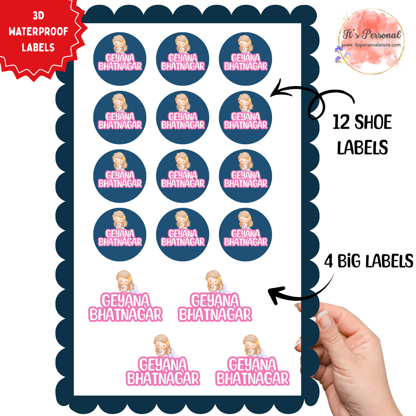 MERMAID - 3D EMBOSSED WATERPROOF LABELS (ASSORTED PACK)