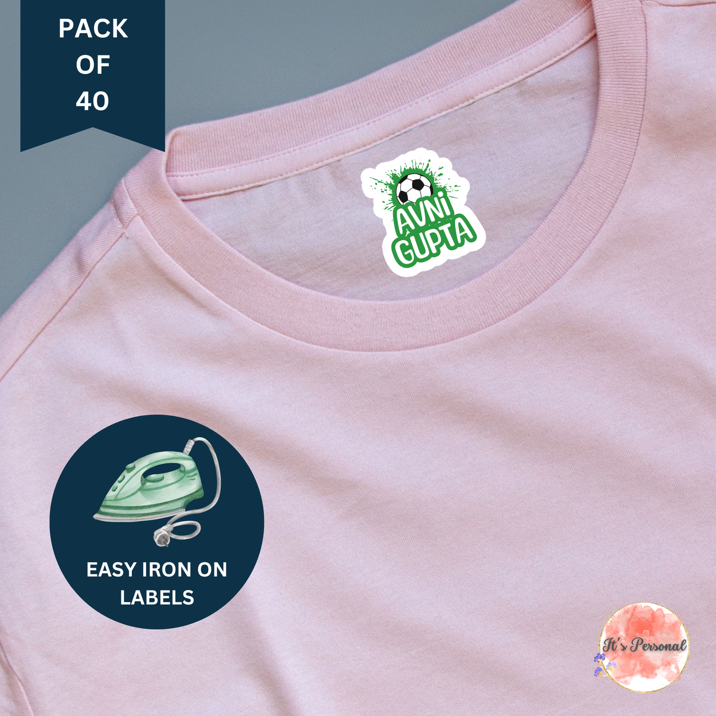 IRON ON LABELS FOR CLOTHES (Pack of 40)