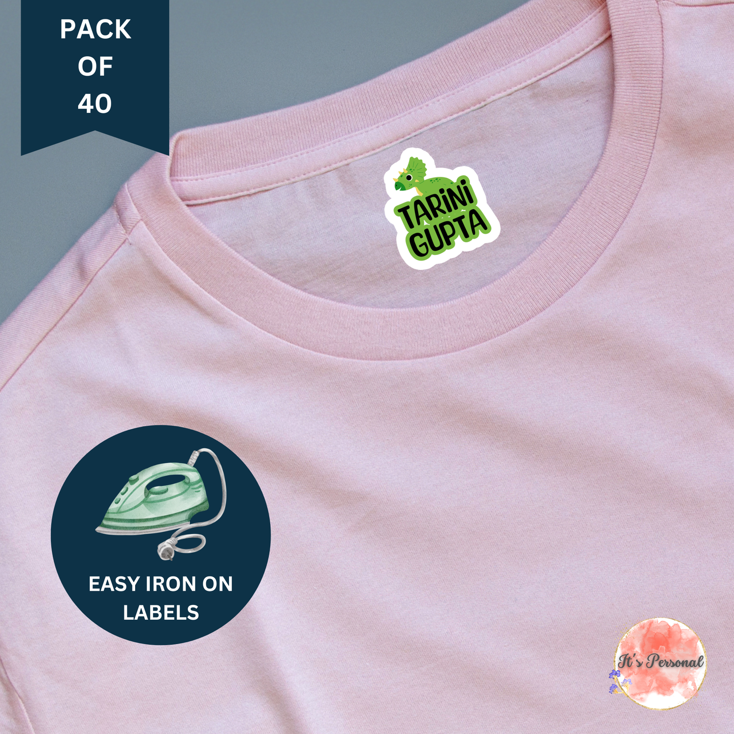 IRON ON LABELS FOR CLOTHES (Pack of 40)