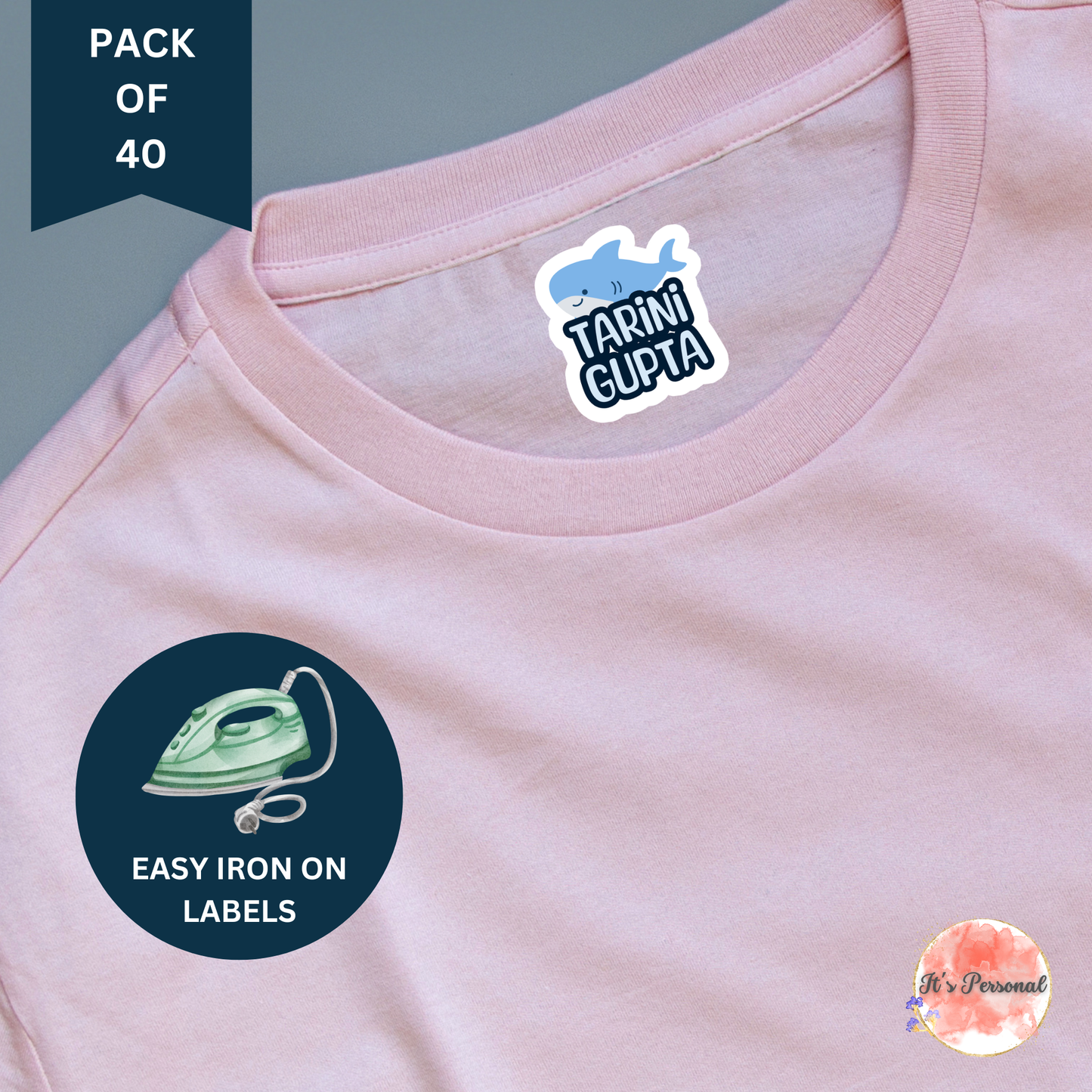 IRON ON LABELS FOR CLOTHES (Pack of 40)