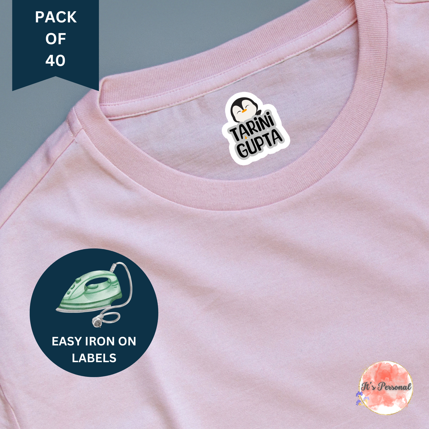 IRON ON LABELS FOR CLOTHES (Pack of 40)