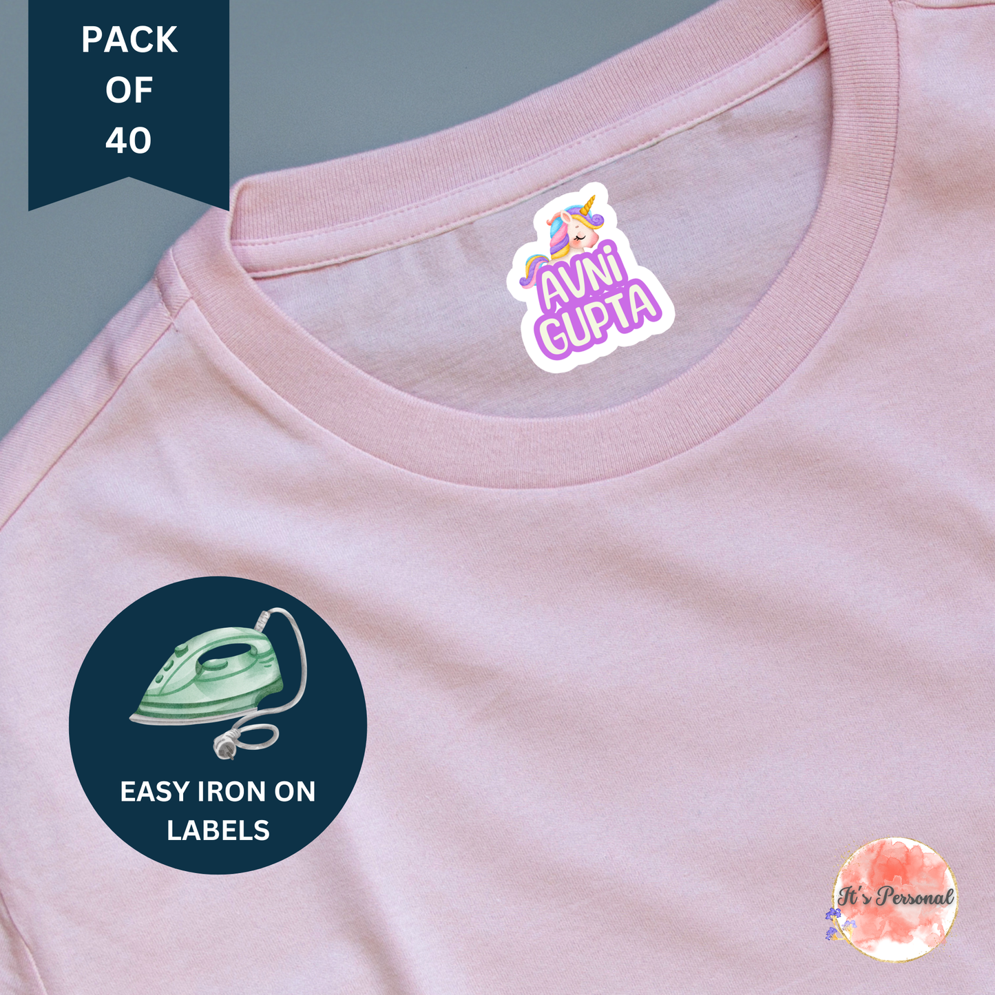 IRON ON LABELS FOR CLOTHES (Pack of 40)