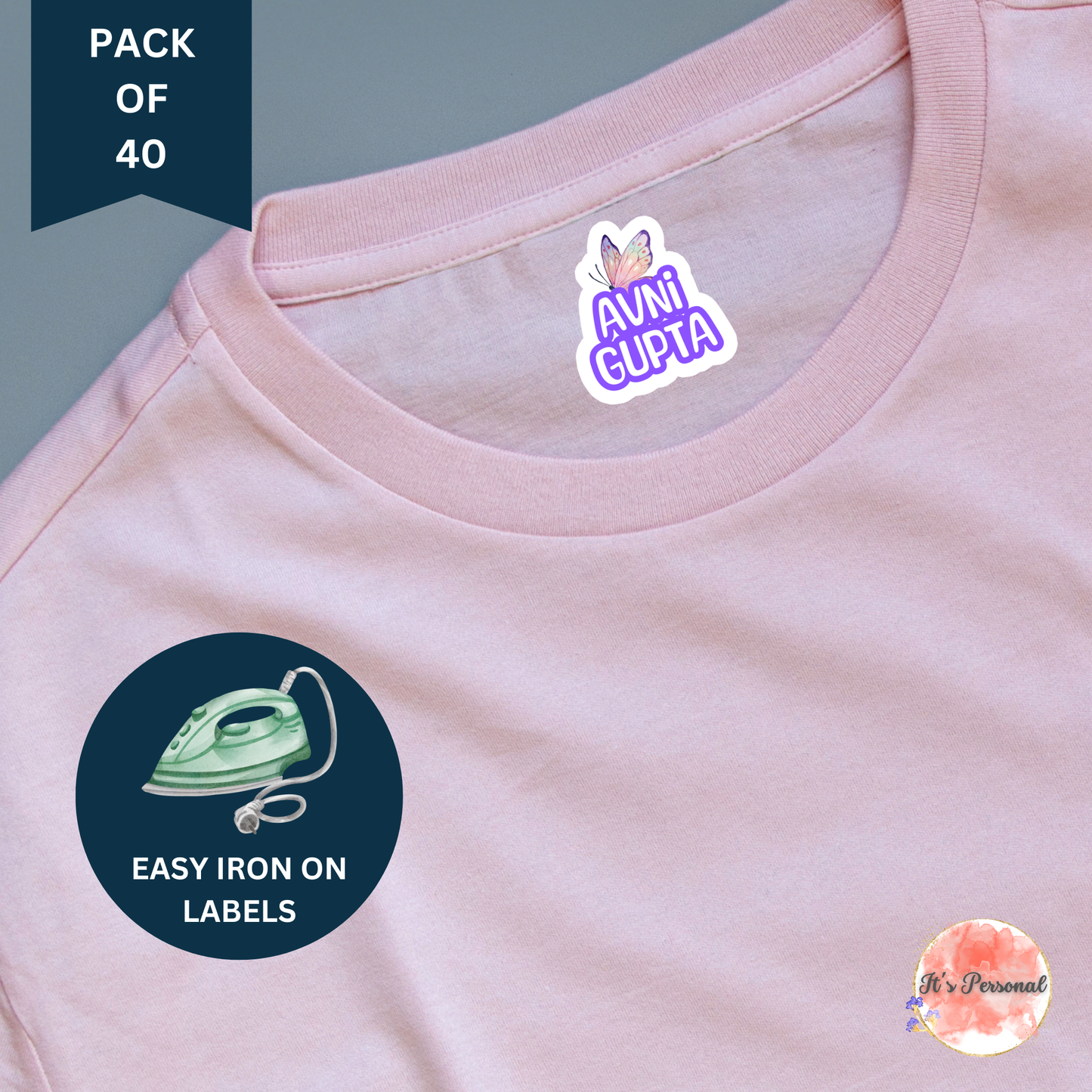 IRON ON LABELS FOR CLOTHES (Pack of 40)