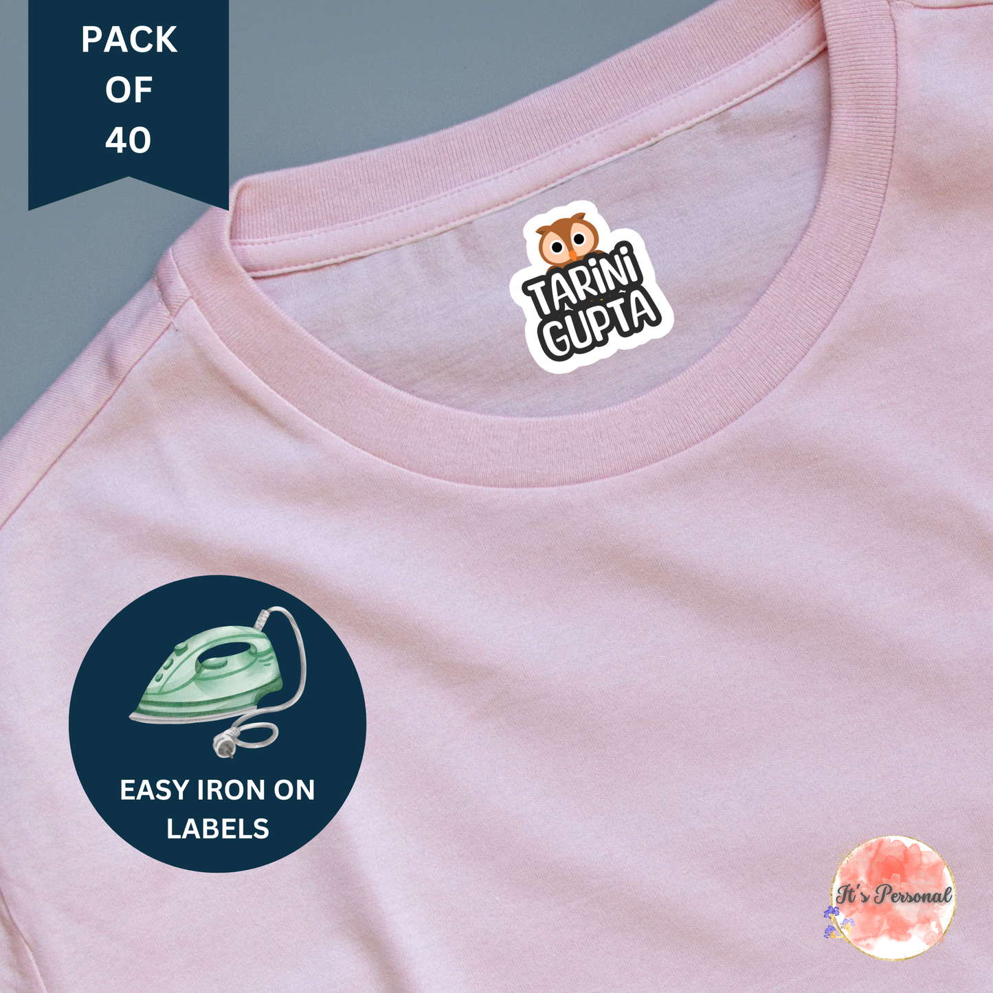 IRON ON LABELS FOR CLOTHES (Pack of 40)