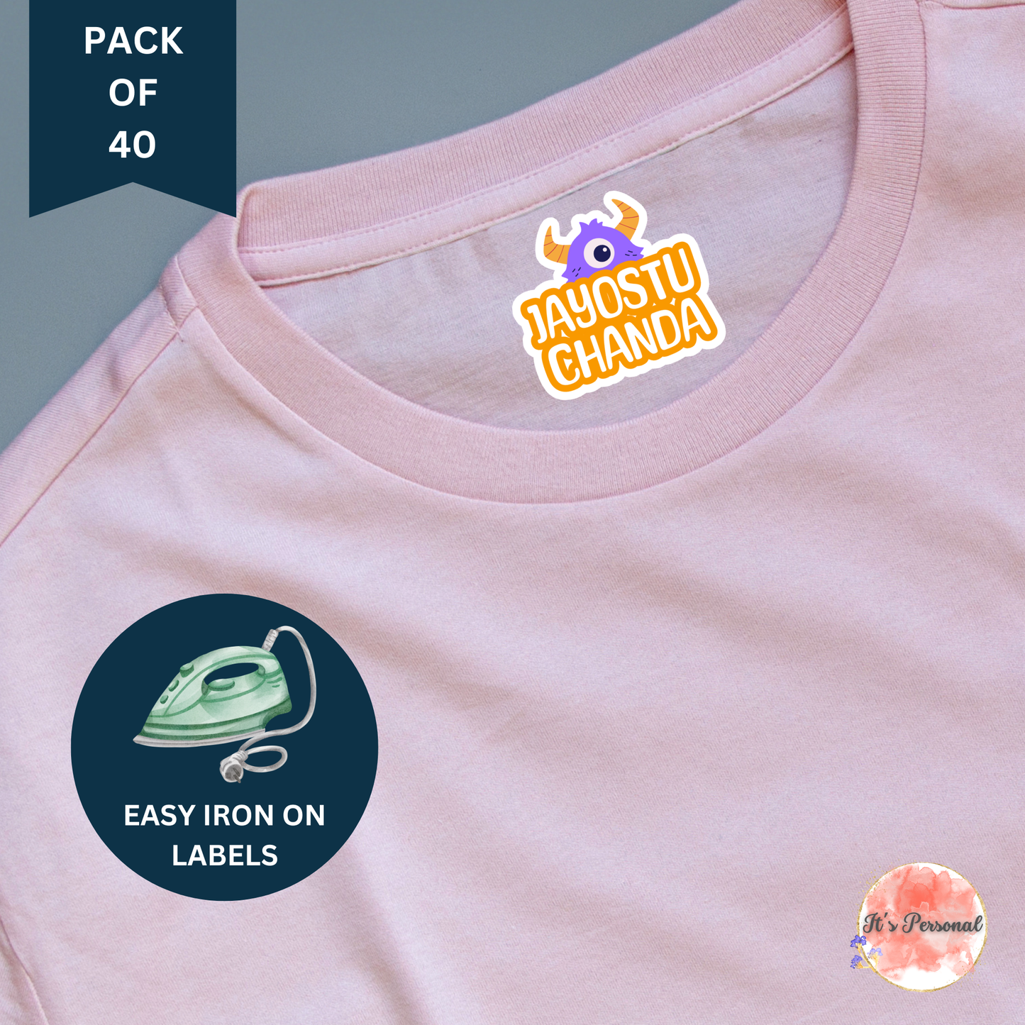 IRON ON LABELS FOR CLOTHES (Pack of 40)