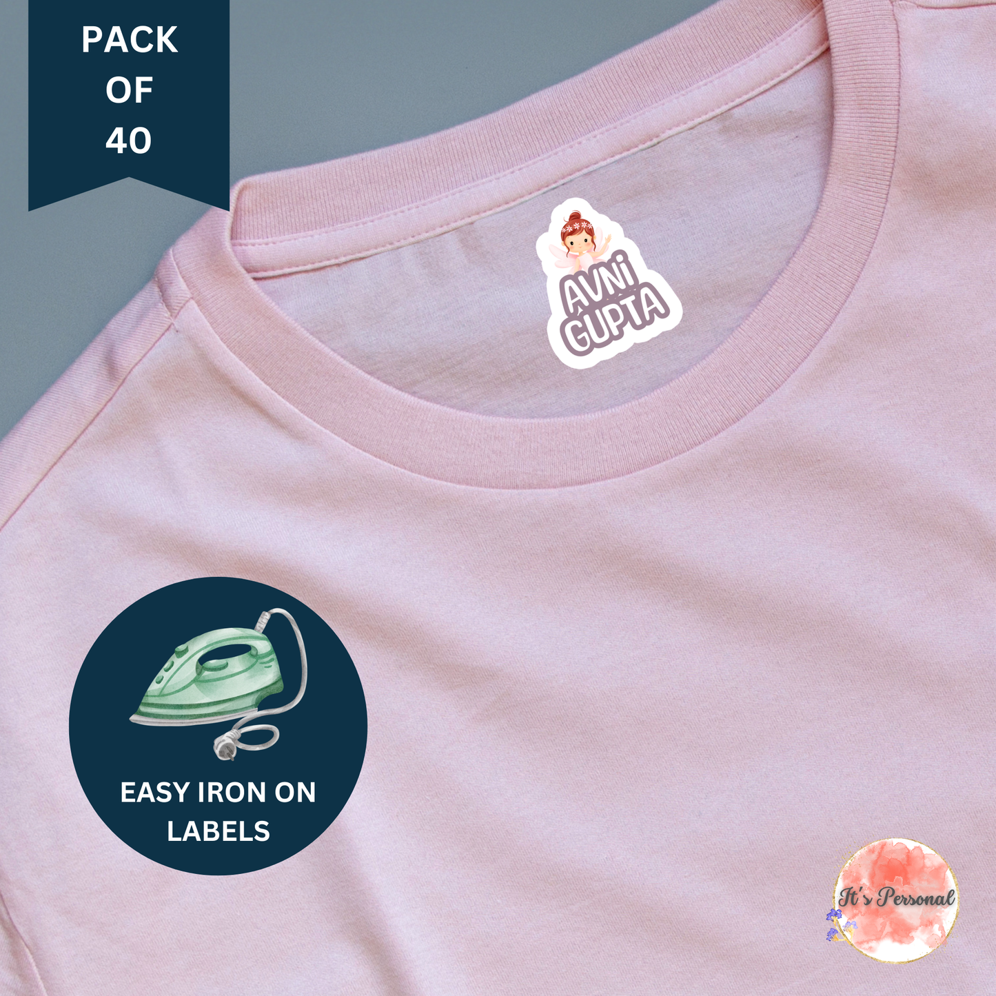IRON ON LABELS FOR CLOTHES (Pack of 40)