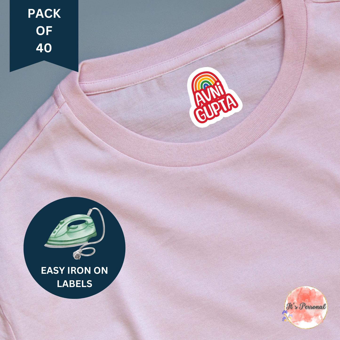 IRON ON LABELS FOR CLOTHES (Pack of 40)