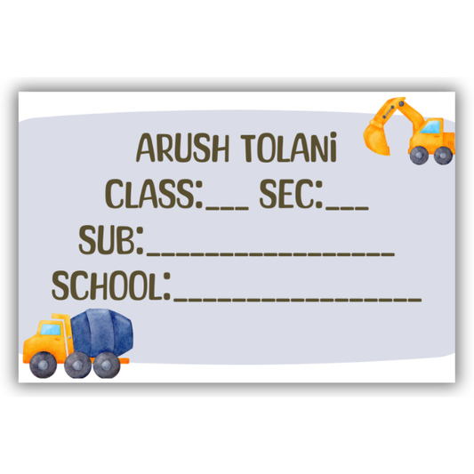 CONSTRUCTION - BOOK LABELS (Pack of 30)