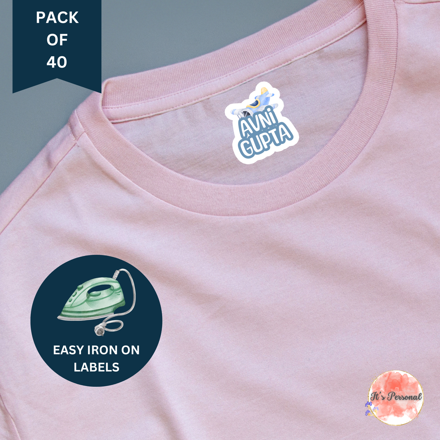 IRON ON LABELS FOR CLOTHES (Pack of 40)