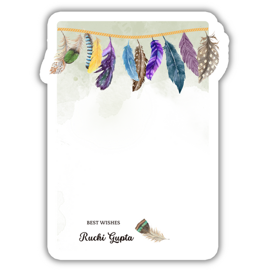 HANGING FEATHERS - GIFT NOTECARD (Pack of 10)