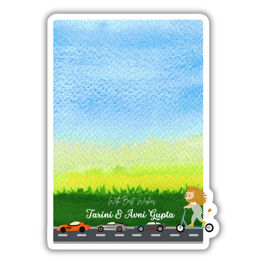 LION AND RACECAR - GIFT NOTECARD (Pack of 10)